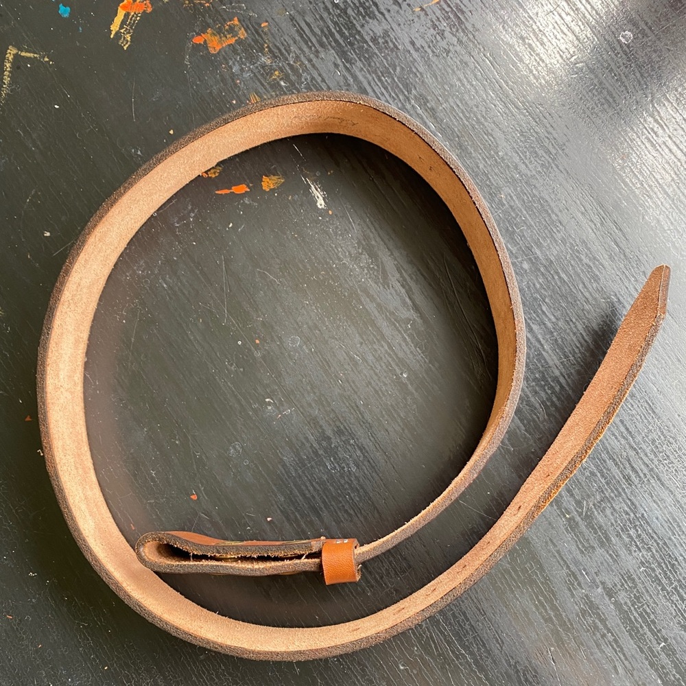 vintage leather tooled hand stamped belt - Picture 8 of 8